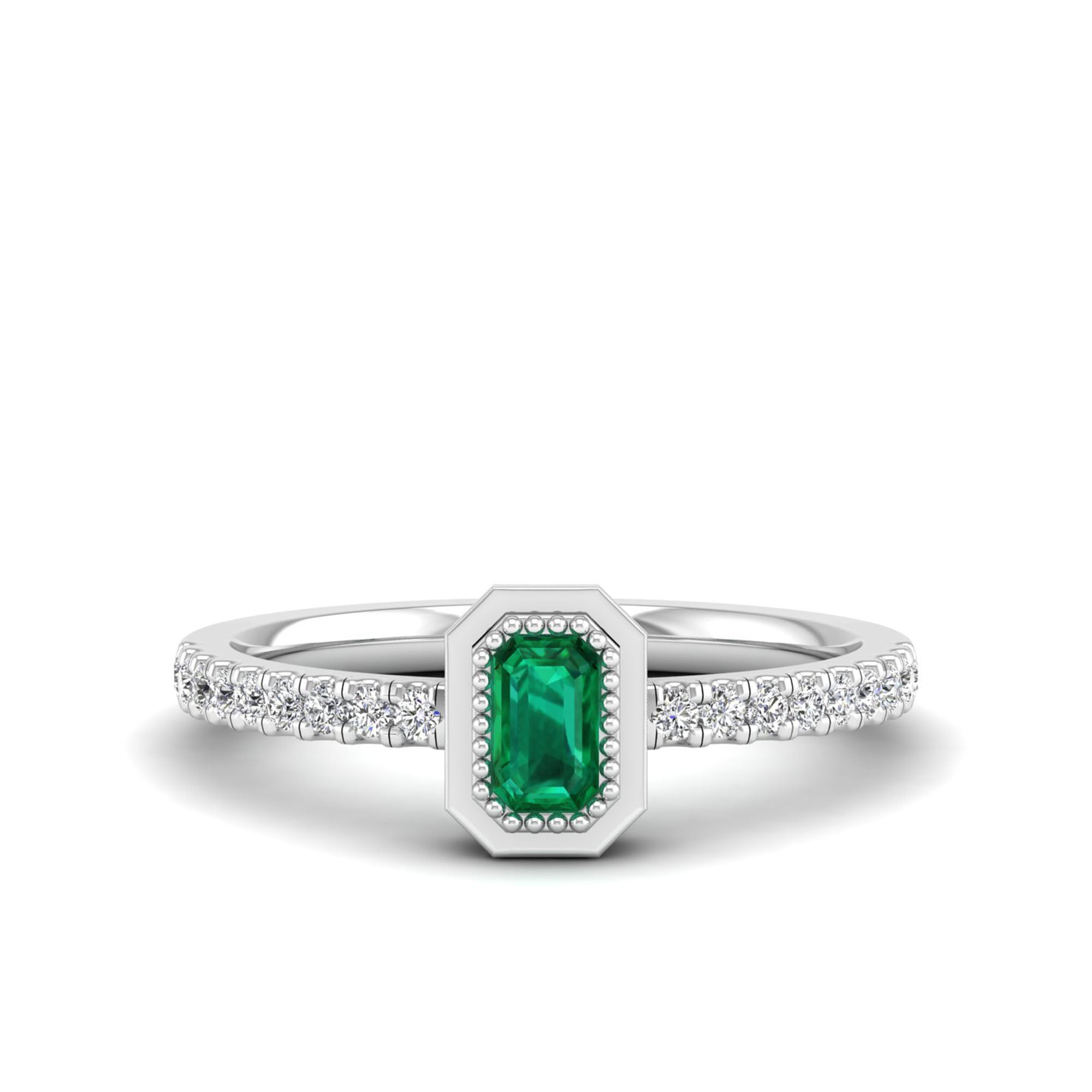 Emerald Cut Emerald and Diamond Ring