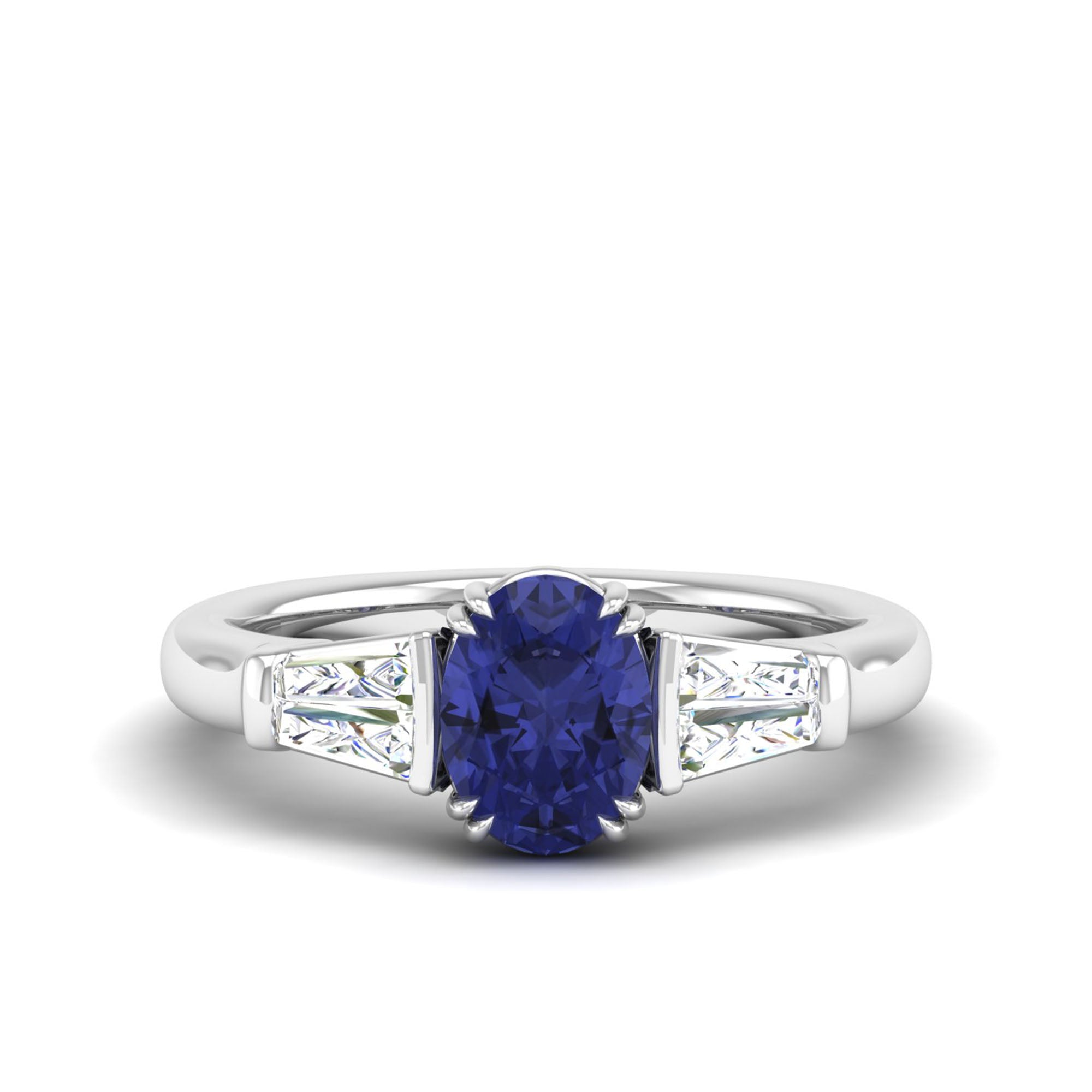 Tanzanite and Tapered Baguette Diamond Ring