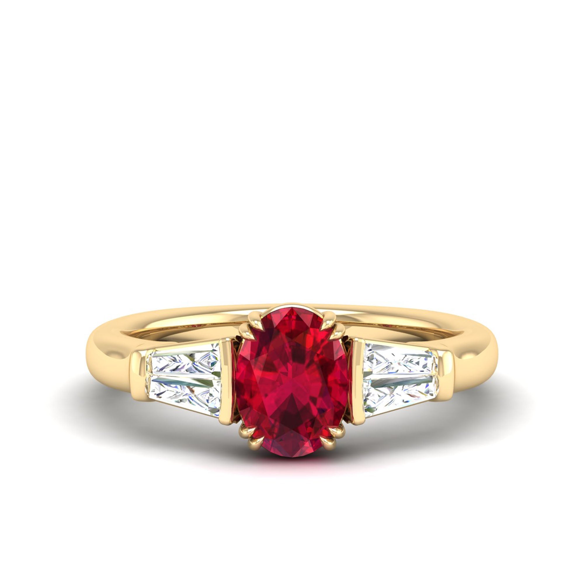 Ruby and Tapered Baguette Diamond Ring