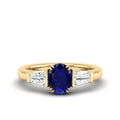 Sapphire and Tapered Baguette Diamond Ring