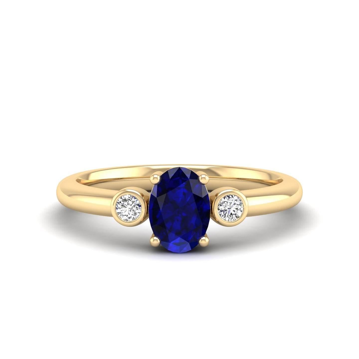 Prong Oval Sapphire and Bezel Diamond Ring