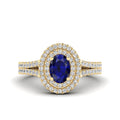 Prong Double Halo Oval Sapphire and Infinity Diamond Ring
