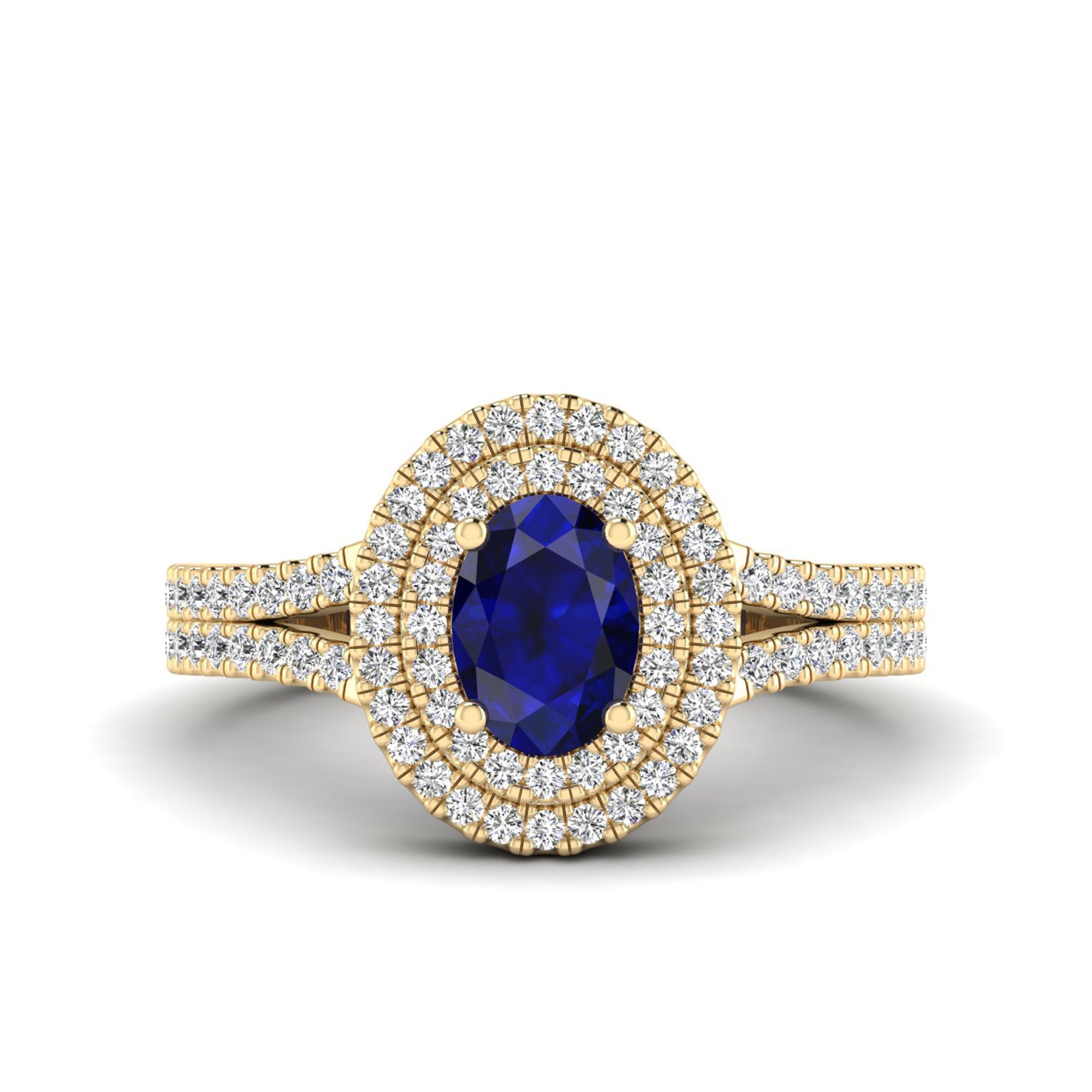 Prong Double Halo Oval Sapphire and Infinity Diamond Ring