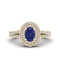 Prong Double Halo Oval Tanzanite and Infinity Diamond Ring