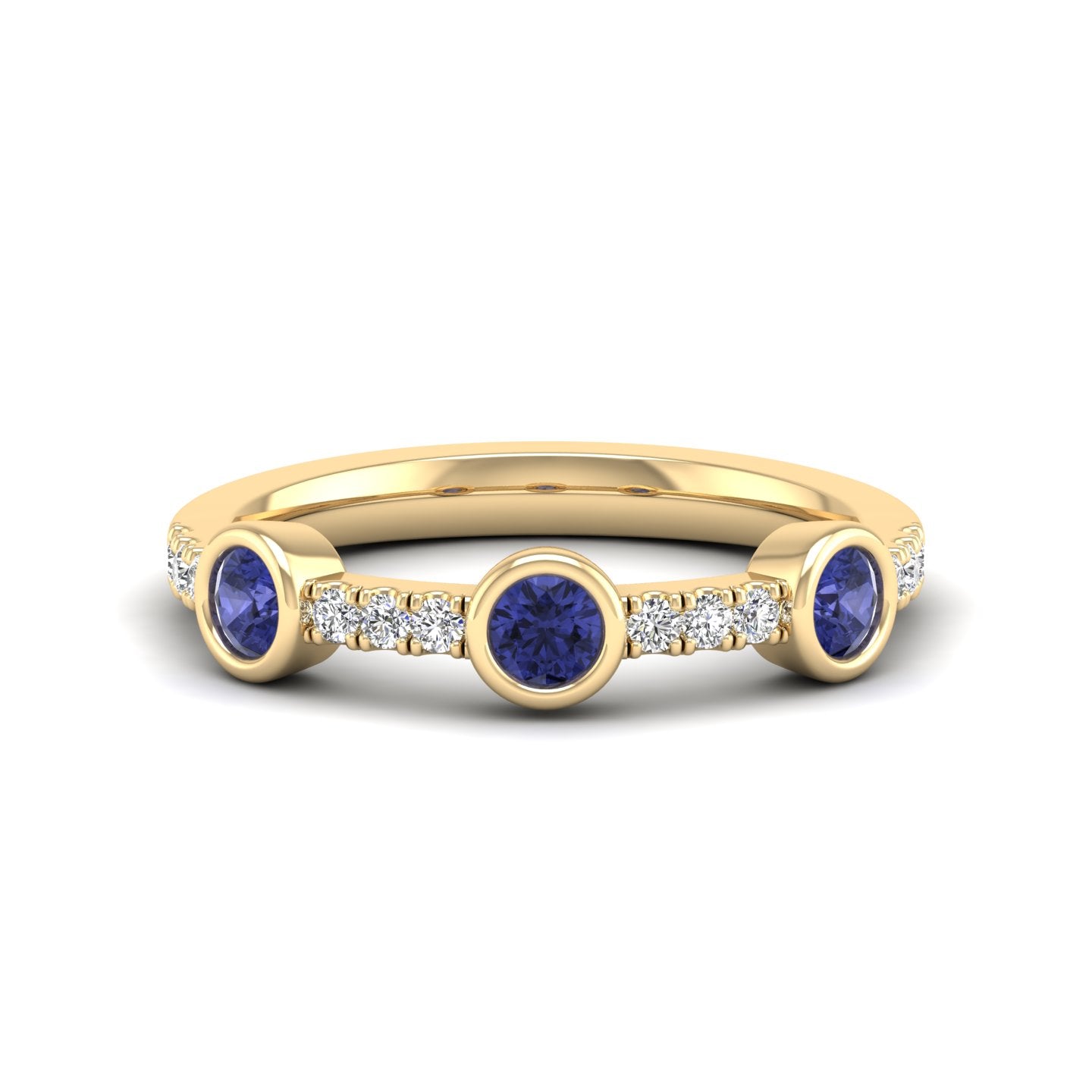 Stackable Bezel Tanzanite and Diamond Band