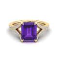 Iris Amethyst and Diamond Split Shank Ring