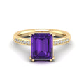 Classic Double Prong Amethyst and Diamond Ring