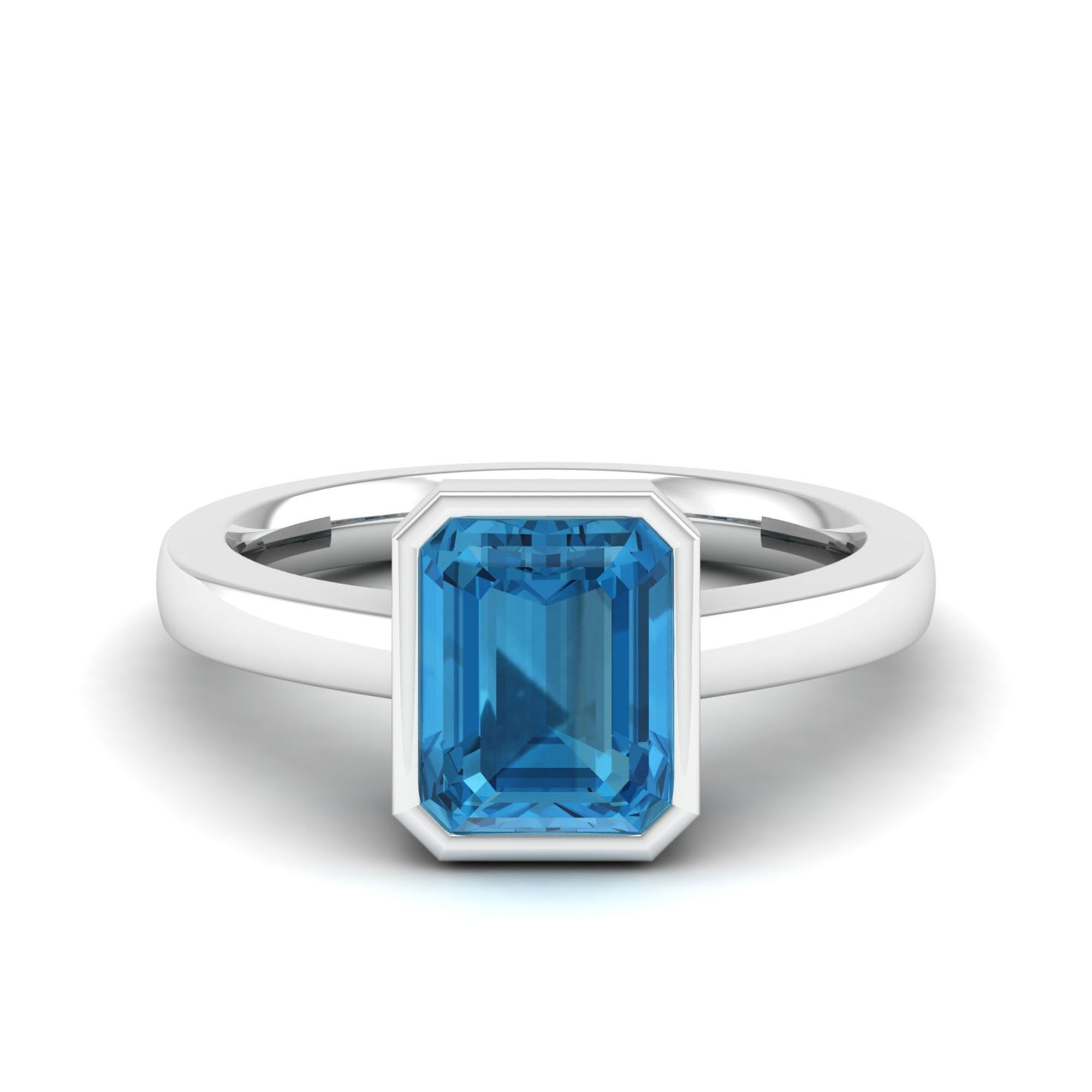 Art Deco Emerald Cut Blue Topaz Ring