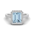 Halo Aquamarine and Diamond Ring