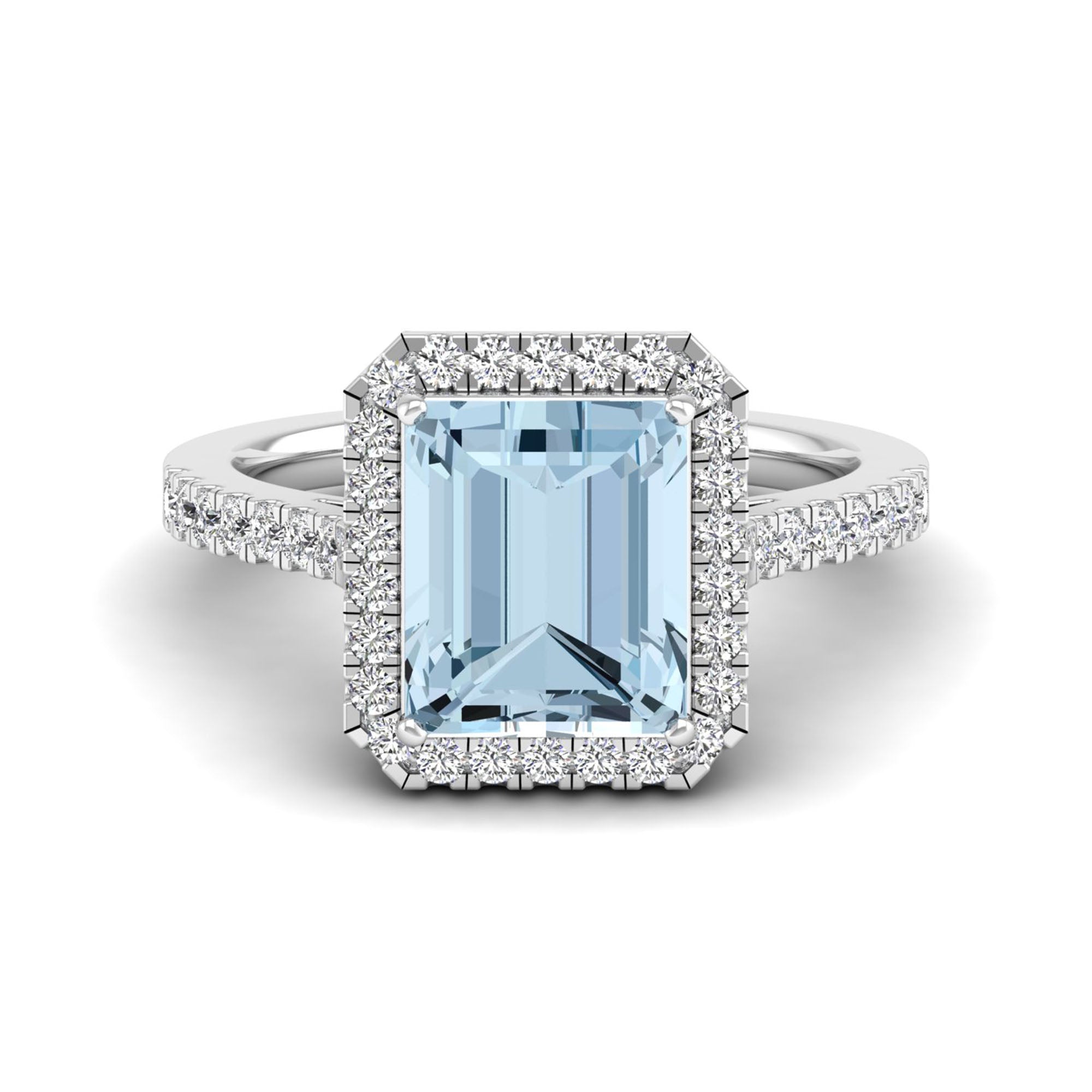Halo Aquamarine and Diamond Ring
