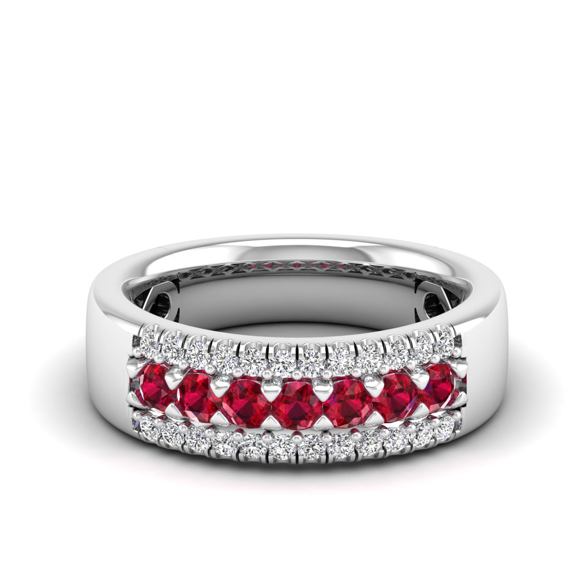 Triple Row Ruby and Diamond Ring