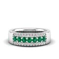 Triple Row Emerald and Diamond Ring