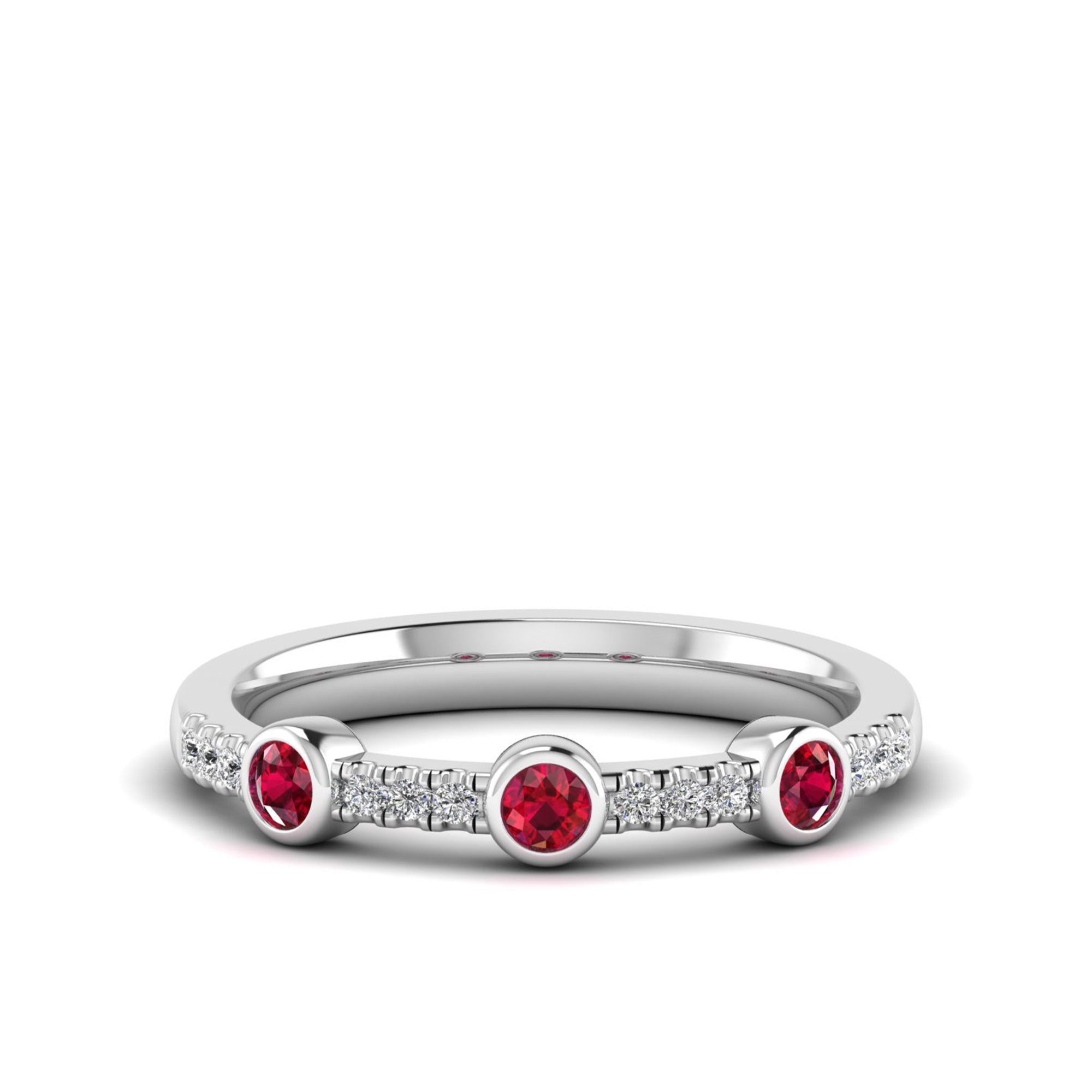 Stackable Bezel Ruby and Diamond Band