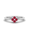 Clover Beaded Ruby Ring