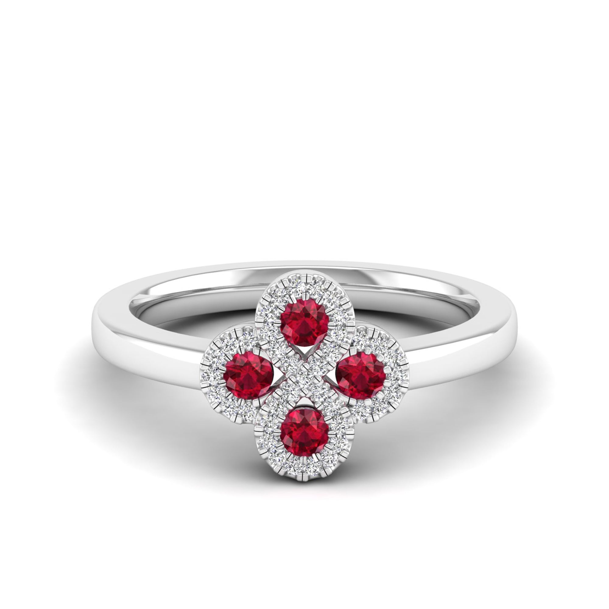 Clover Ruby and Diamond Ring