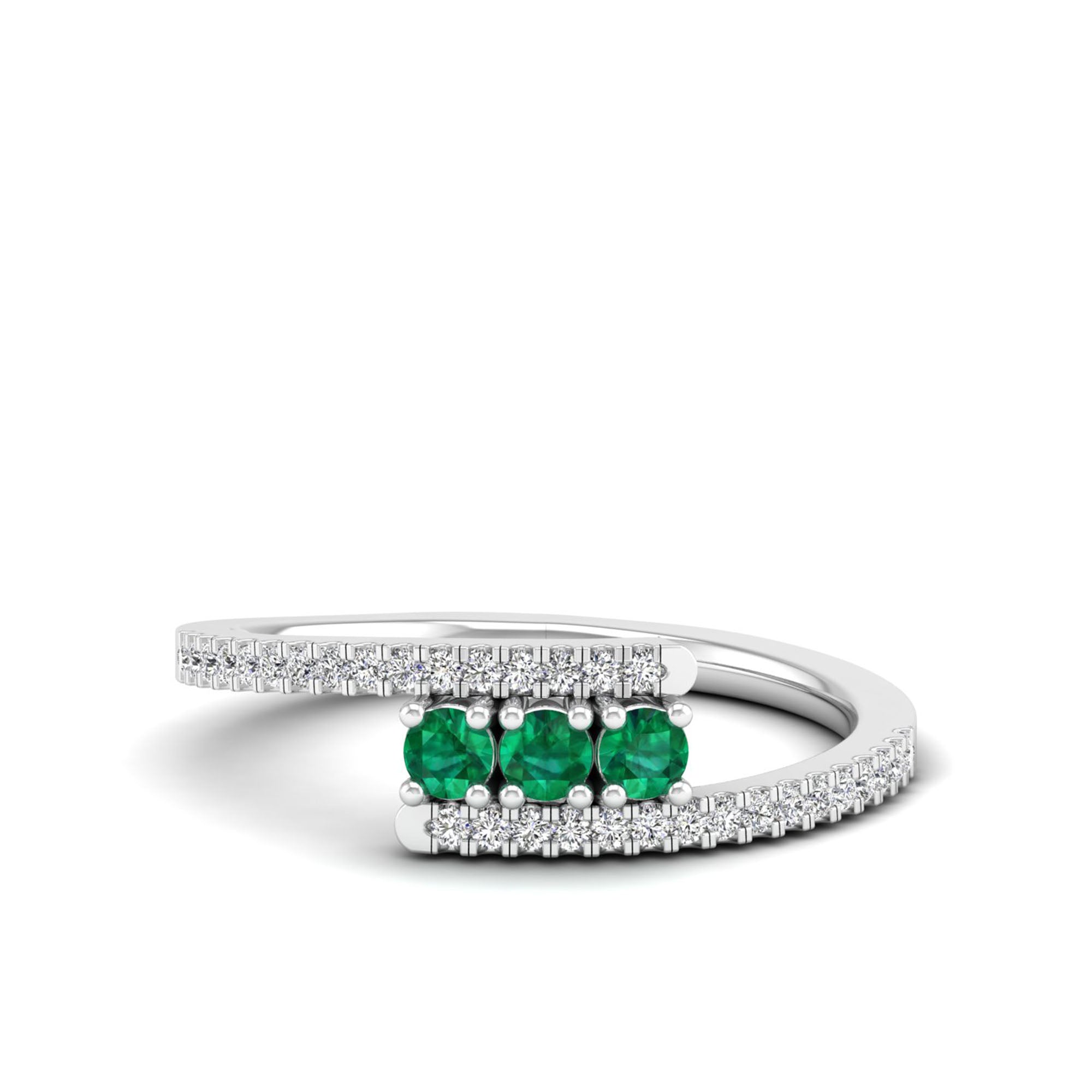 Twist Emerald and Diamond Ring