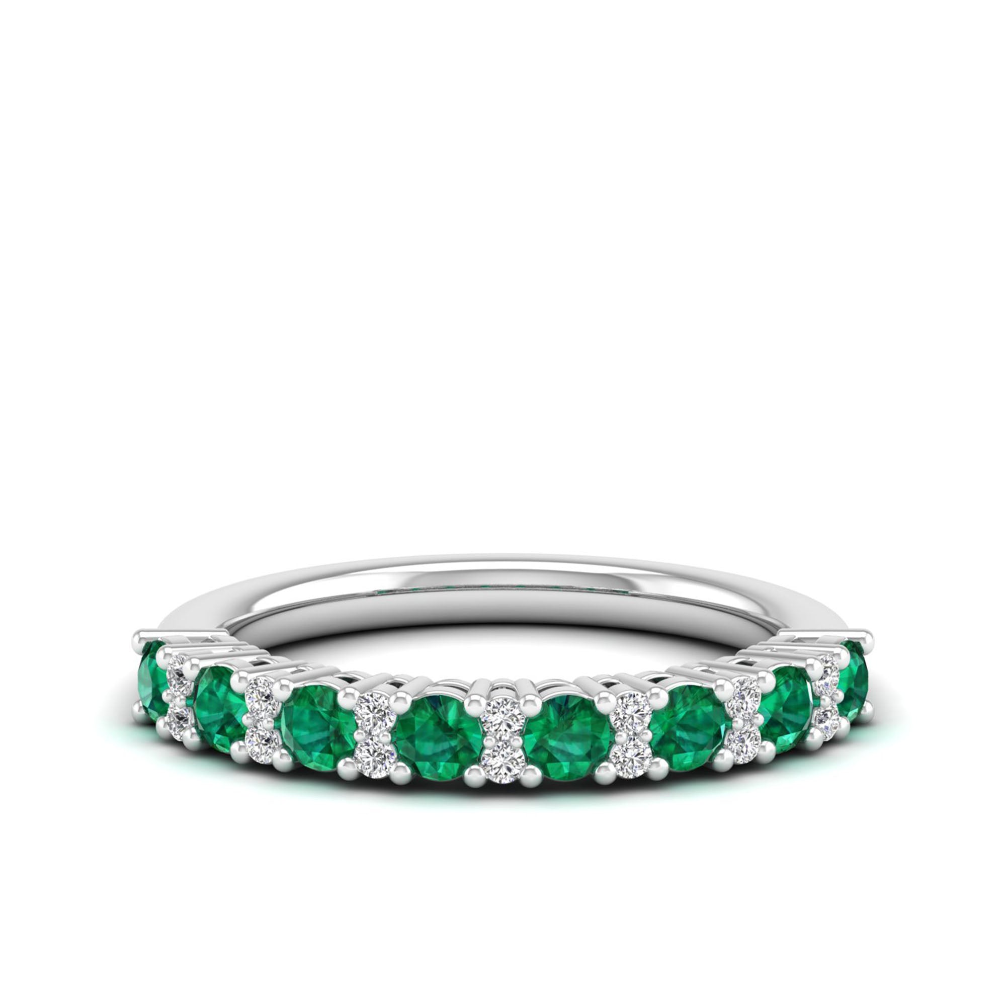 Emerald and Diamond Wedding Band
