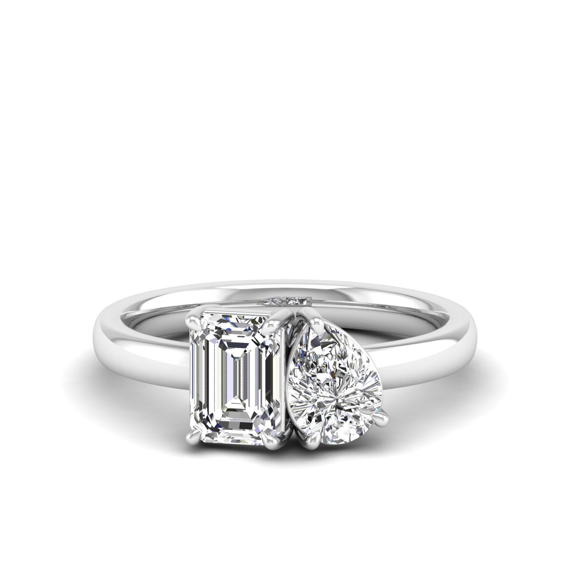 Toi et Moi Pear and Emerald Lab Diamond Ring