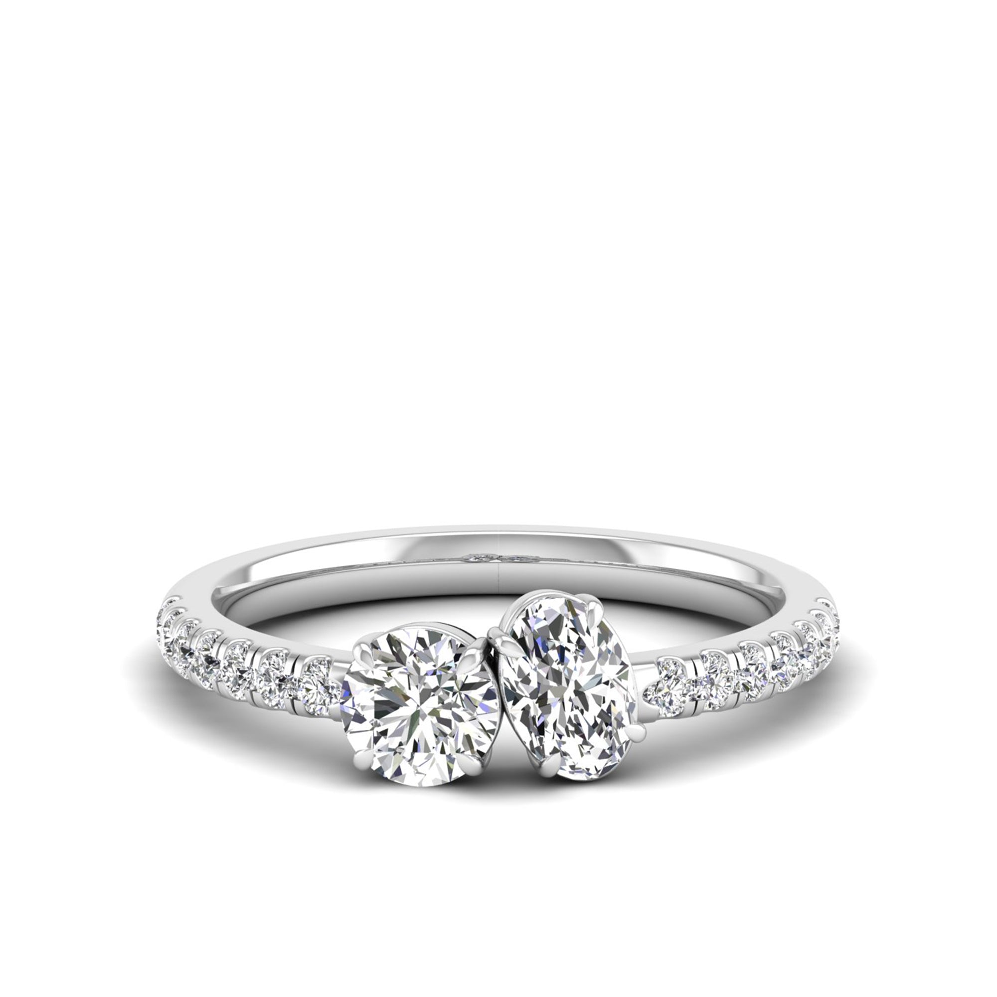 Toi et Moi Oval and Round Lab Diamond Ring