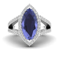 Marquise Cut Tanzanite and Diamond Ring