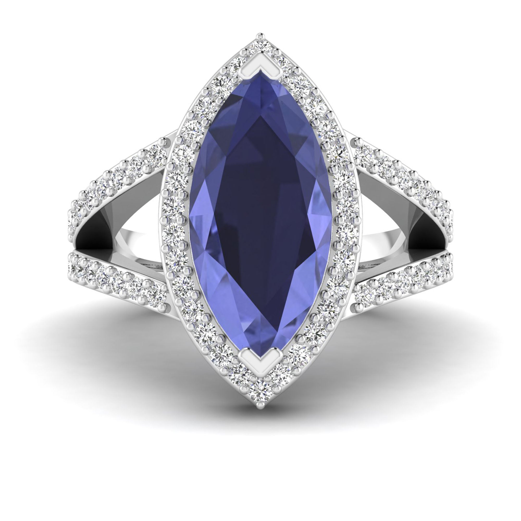 Marquise Cut Tanzanite and Diamond Ring