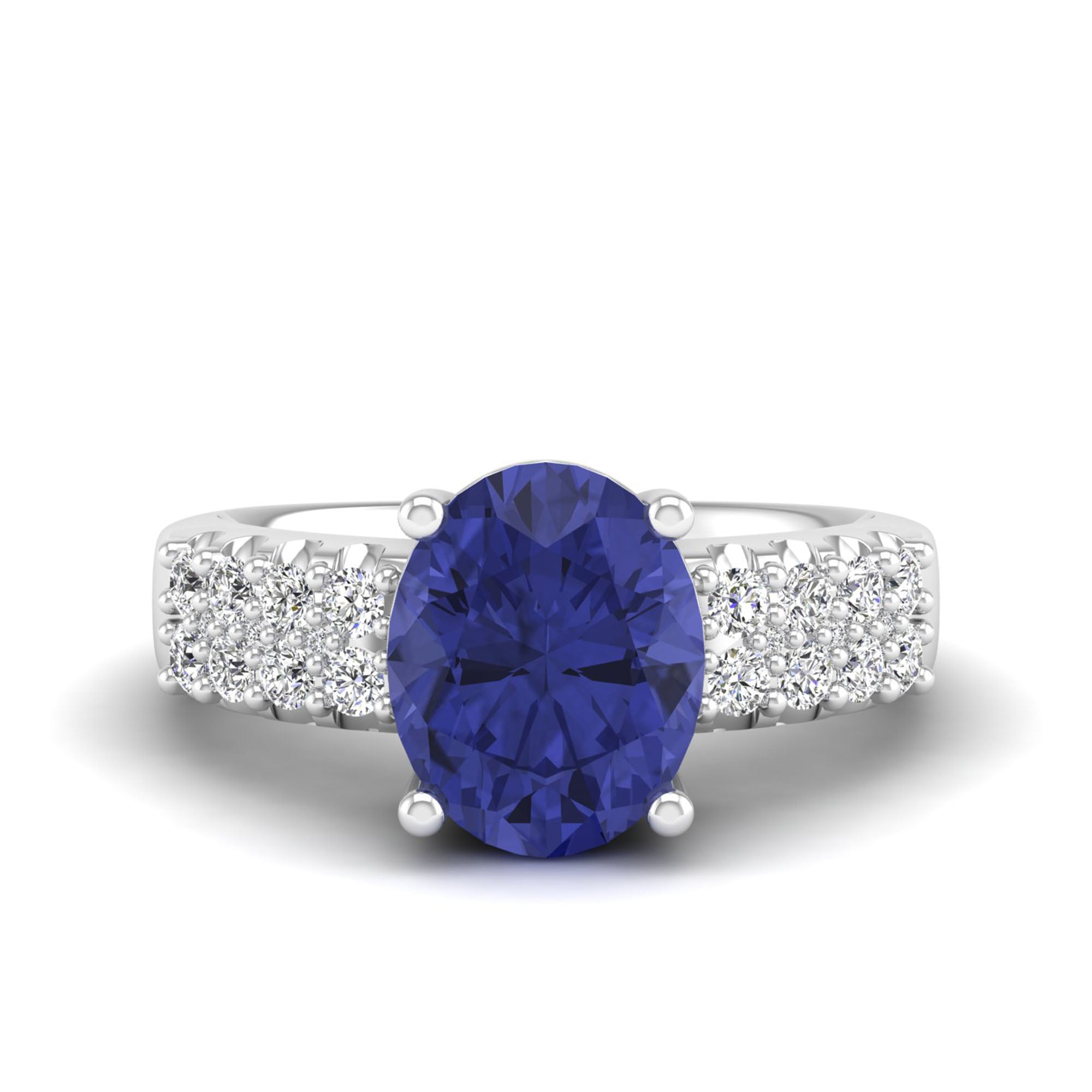 Oval Tanzanite Double Pavé Diamond Ring