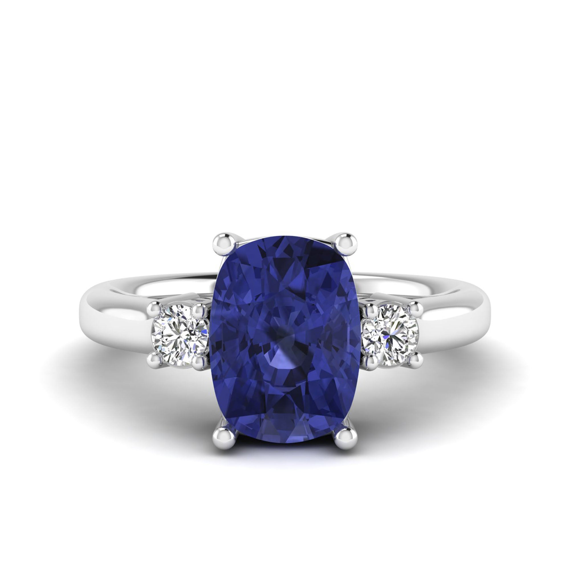 Cushion Tanzanite and Diamond Ring