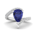 Pear Tanzanite with Prong Set Diamond Ring