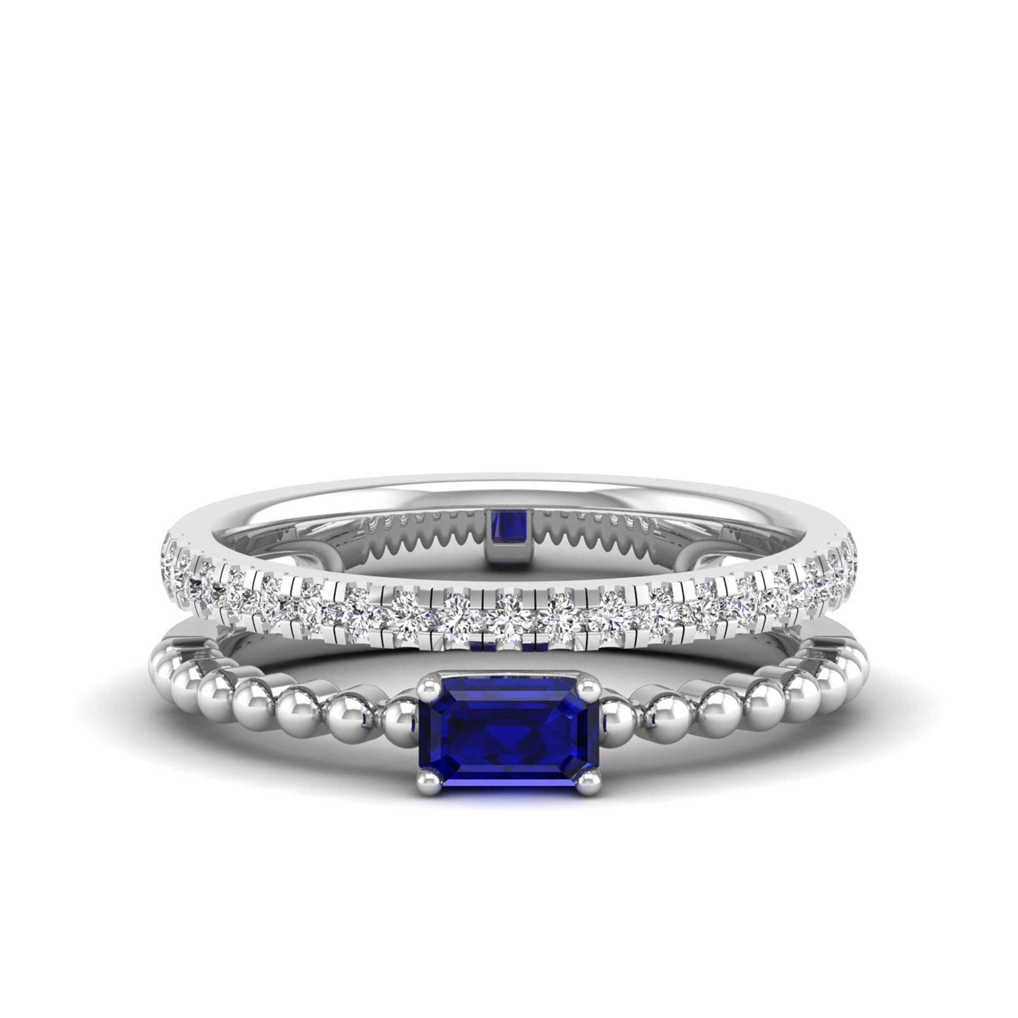 Emerald East-West Sapphire and Diamond Ring