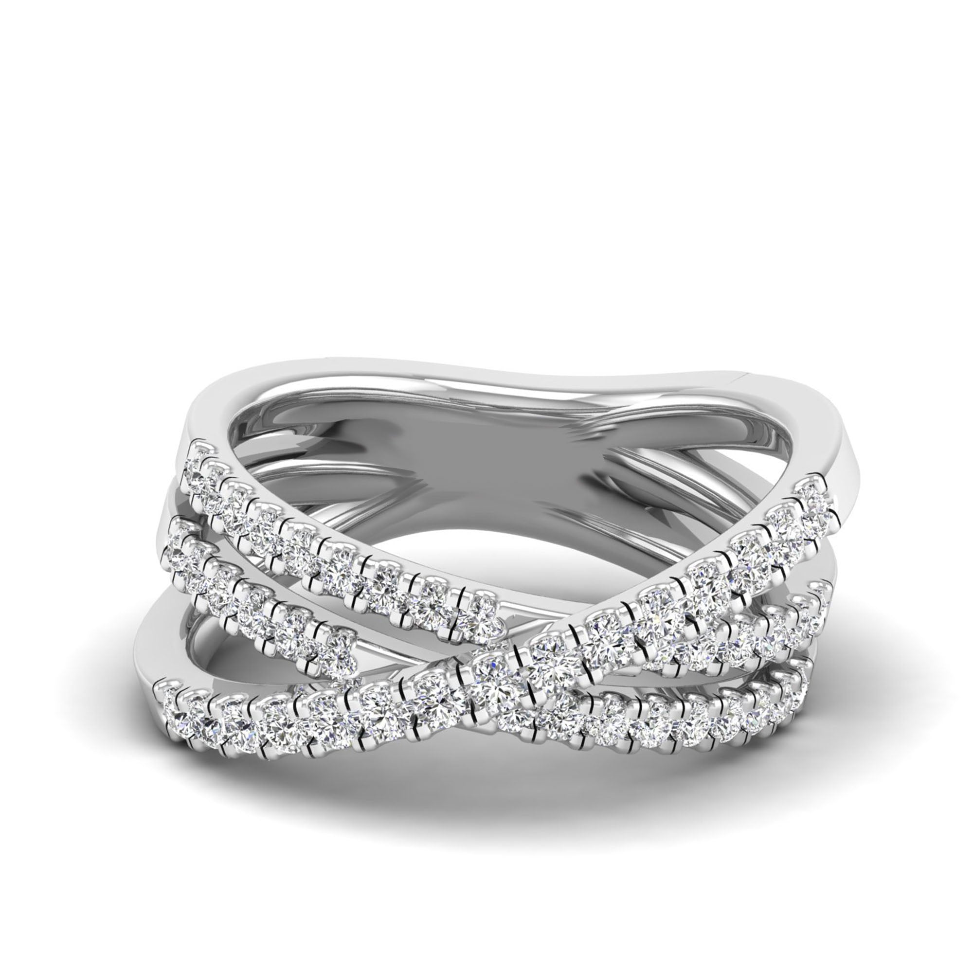 Three Row Criss Cross Diamond Ring