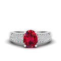 Prong Set Oval Ruby and Diamond Ring
