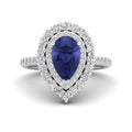 Pear Double Halo Tanzanite and Diamond Ring