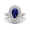 Pear Double Halo Sapphire and Diamond Ring