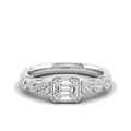 Emerald Halo Round and Baguette Diamond Ring