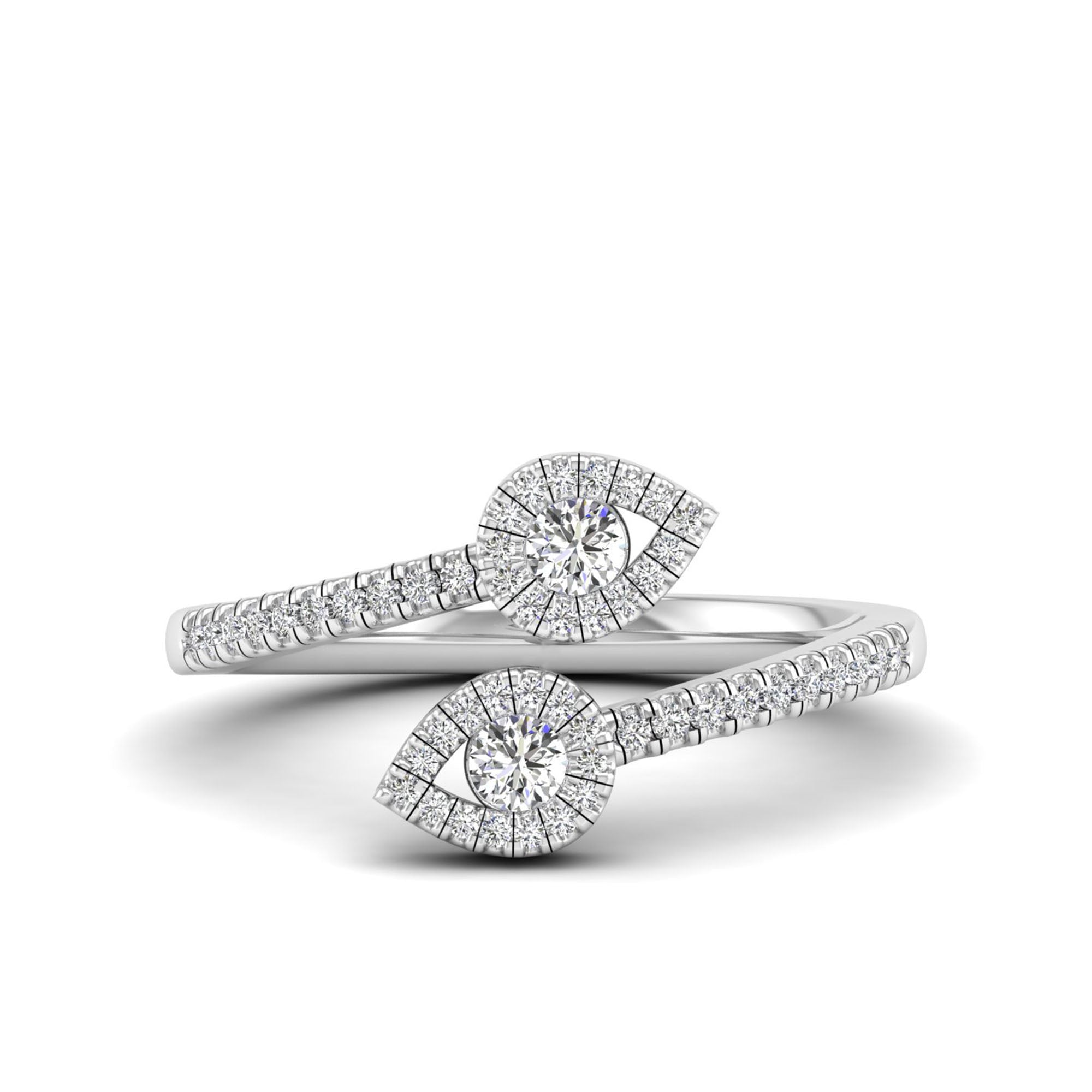 Double Pear Bypass Diamond Ring