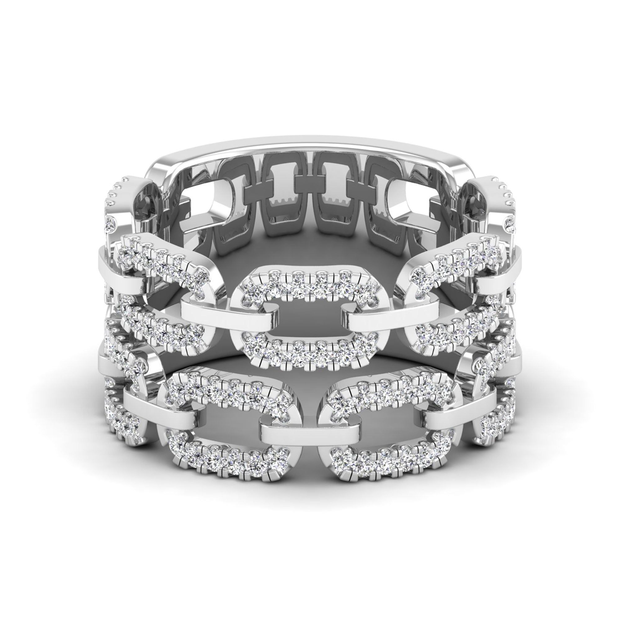 Double Row Link Diamond Ring