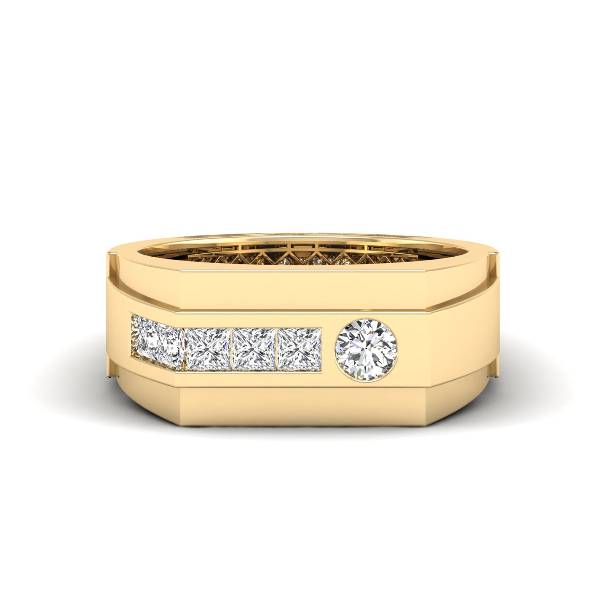 Men's Princess Bezel Round and Diamond Ring