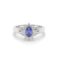 Oval Tanzanite and Lab Diamond Ring