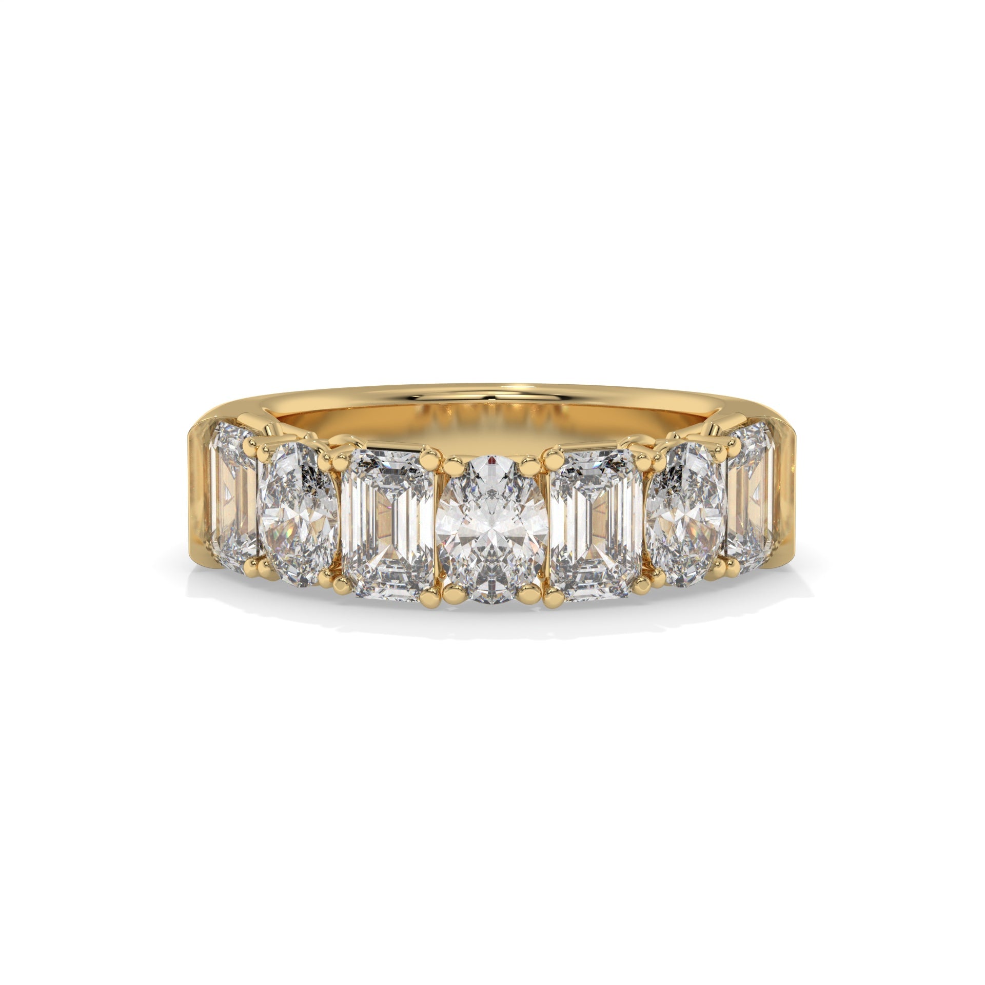 Emerald and Oval Lab Diamond Seven-Stone Band