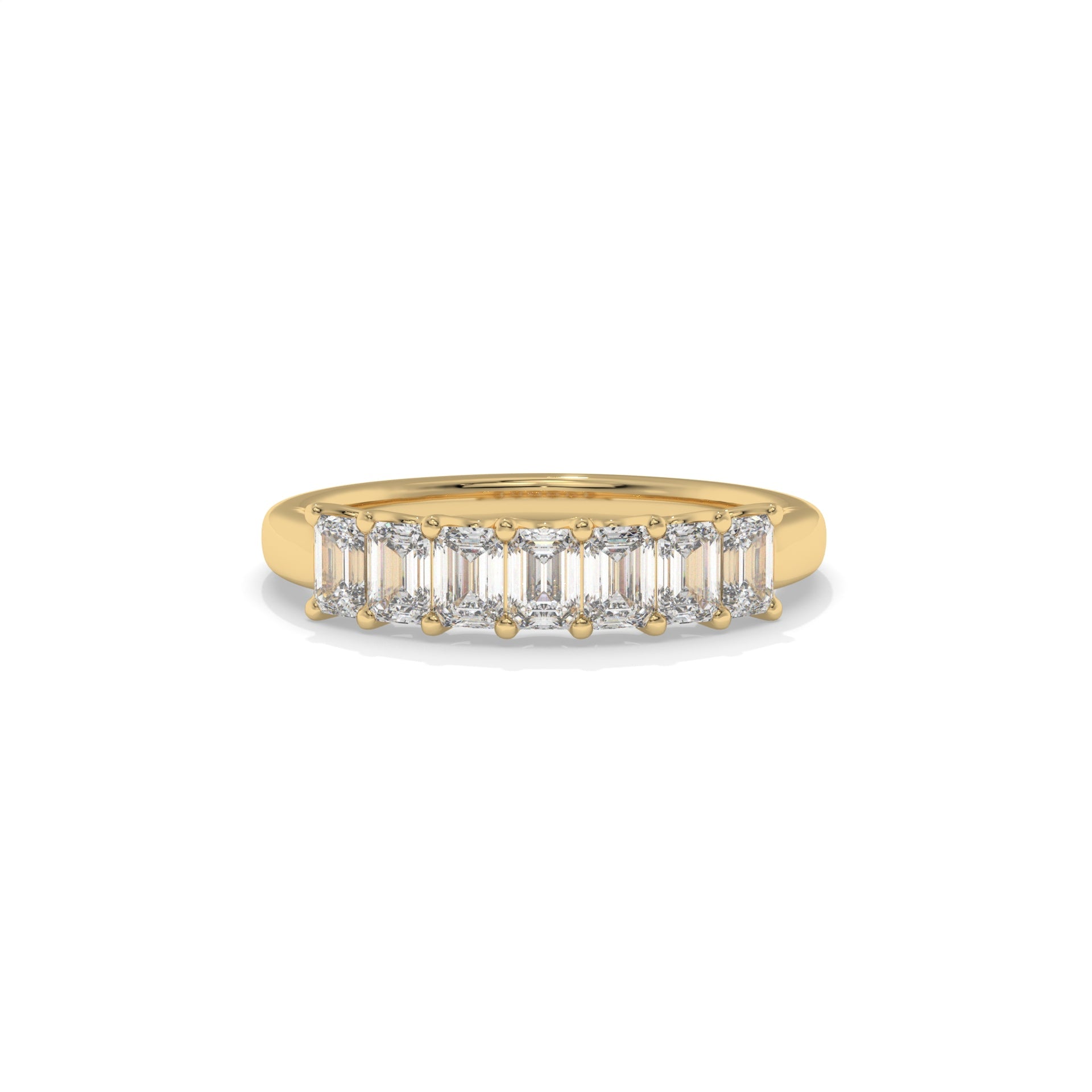 U-Prong Emerald Lab Diamond Seven-Stone Band