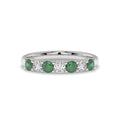 Alternating 7-Stone Classic Emerald and Diamond Ring