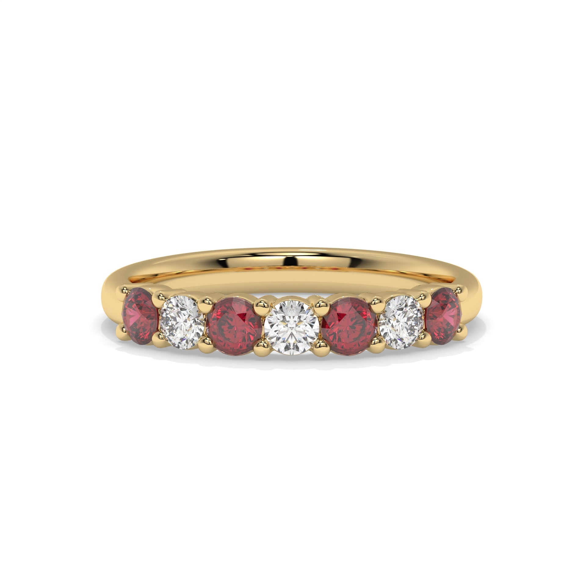 Alternating 7-Stone Classic Ruby and Diamond Ring