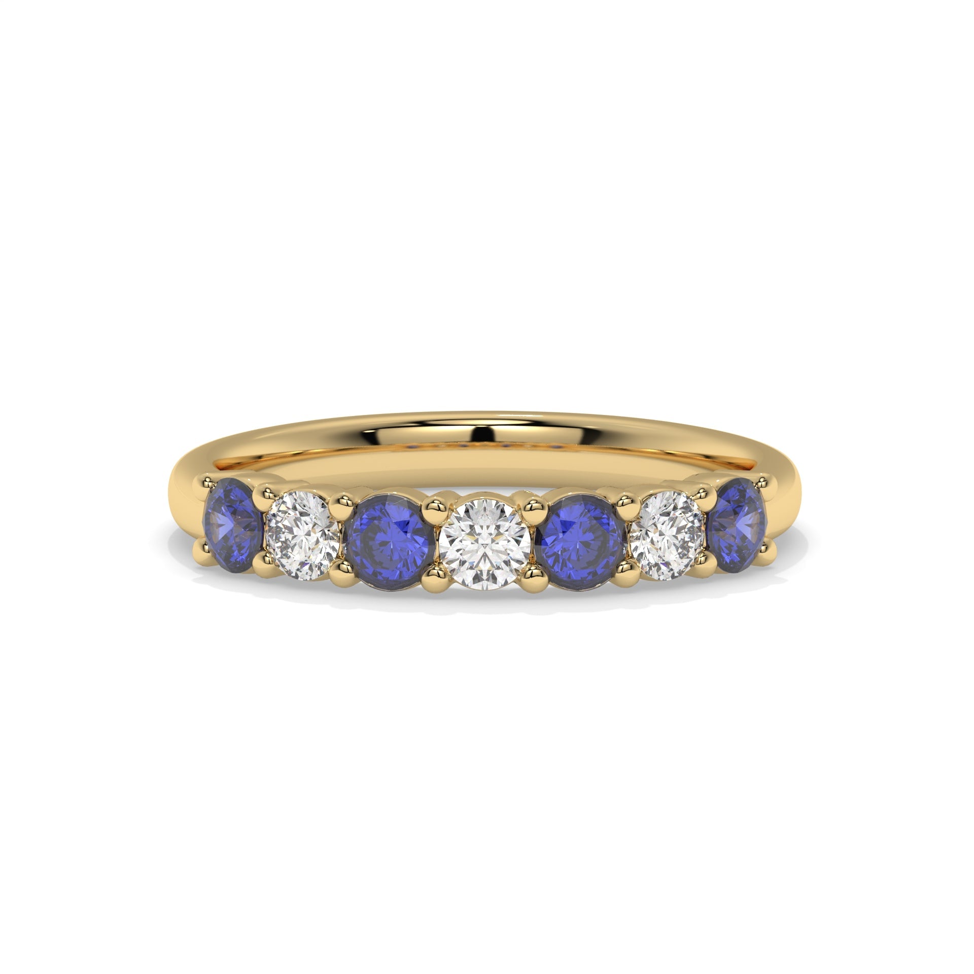 Alternating 7-Stone Classic Sapphire and Diamond Ring