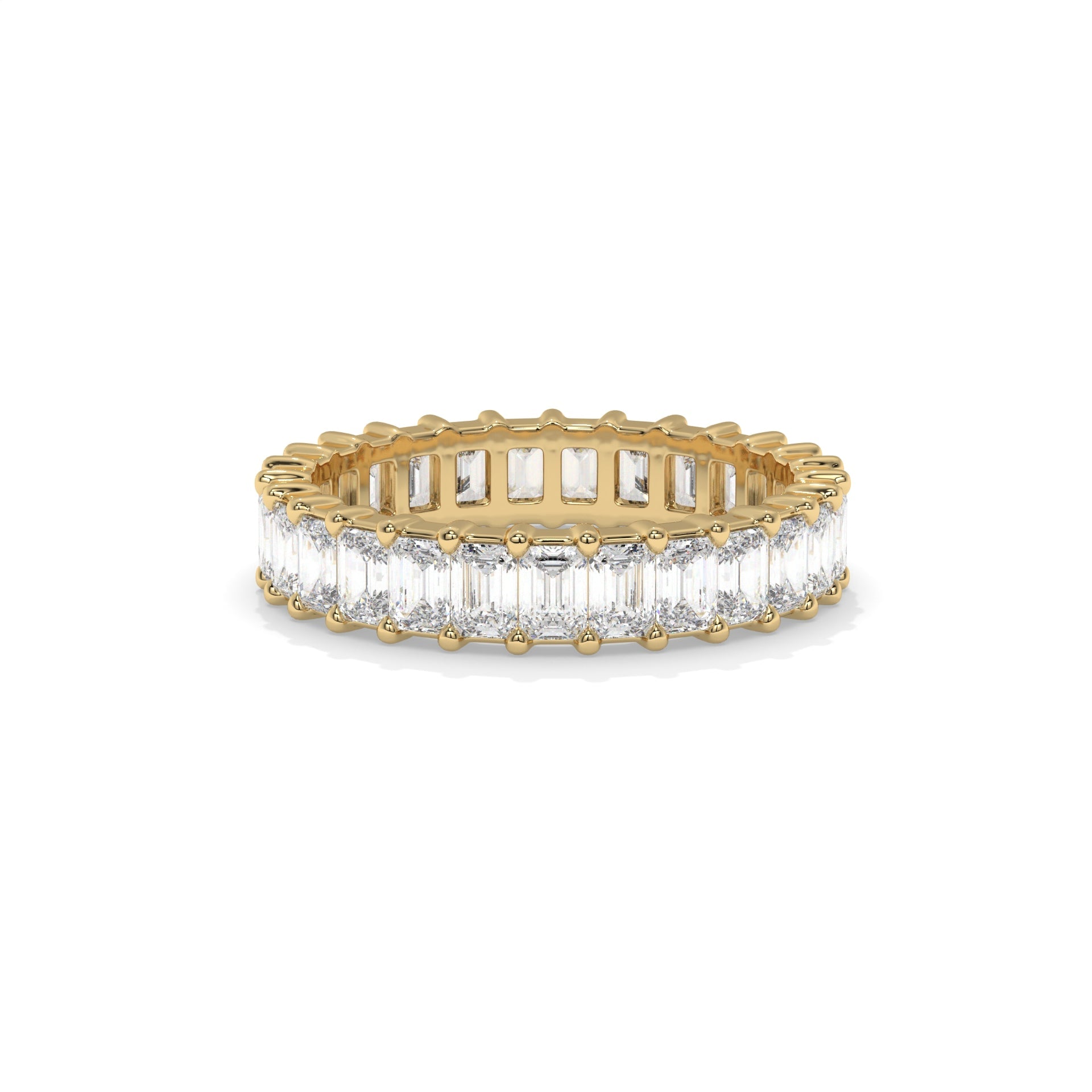 Emerald Lab Diamond Prong Eternity Band