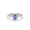 Oval Tanzanite and Halo Lab Diamond Ring