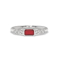 East-West Ruby and Bezel Diamond Ring