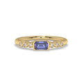 East-West Tanzanite and Bezel Diamond Ring
