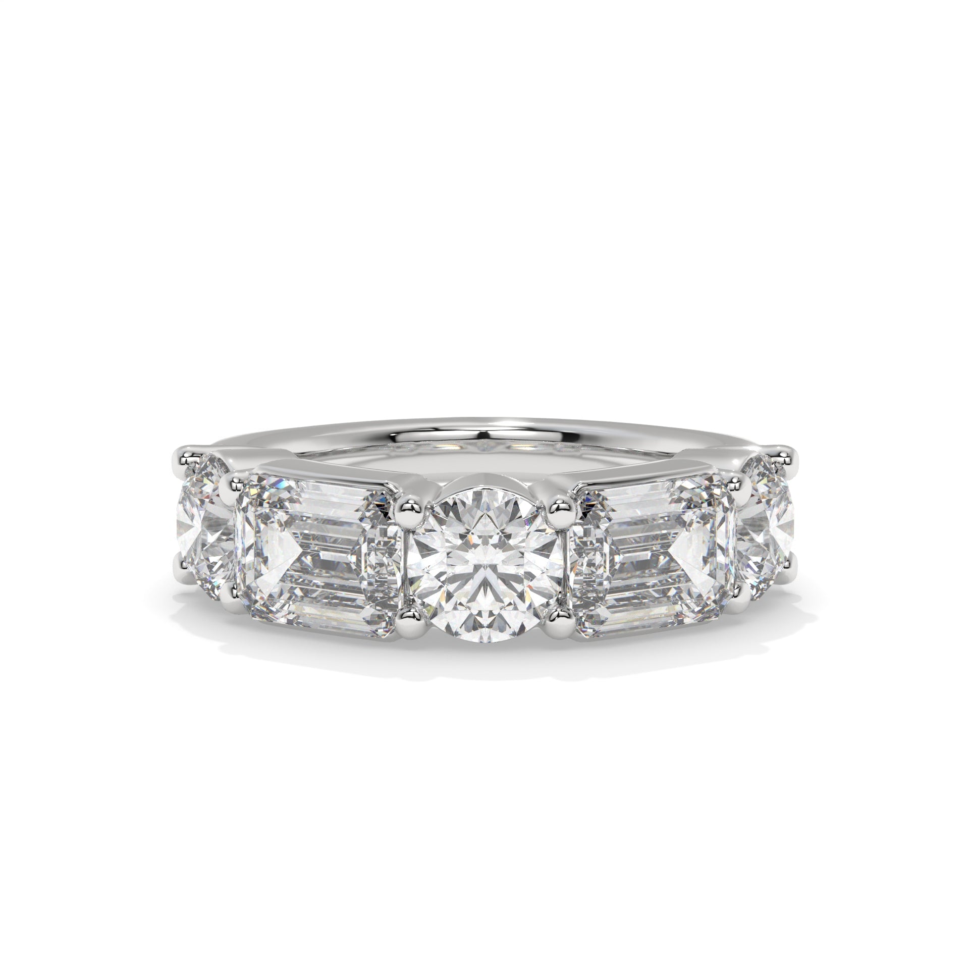Emerald and Round Lab Diamond Five-Stone Band