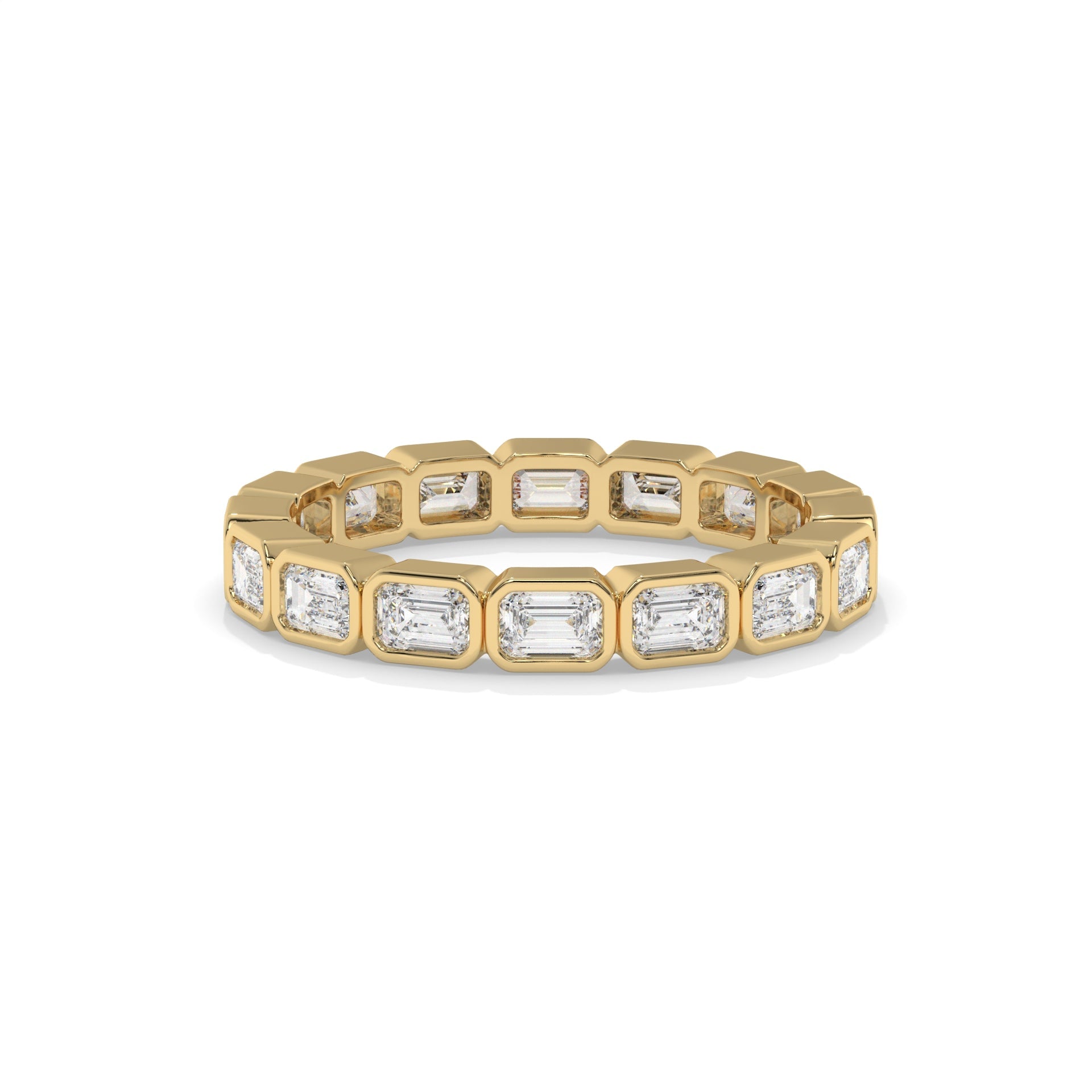 Bezel East-West Emerald Lab Diamond Eternity Band