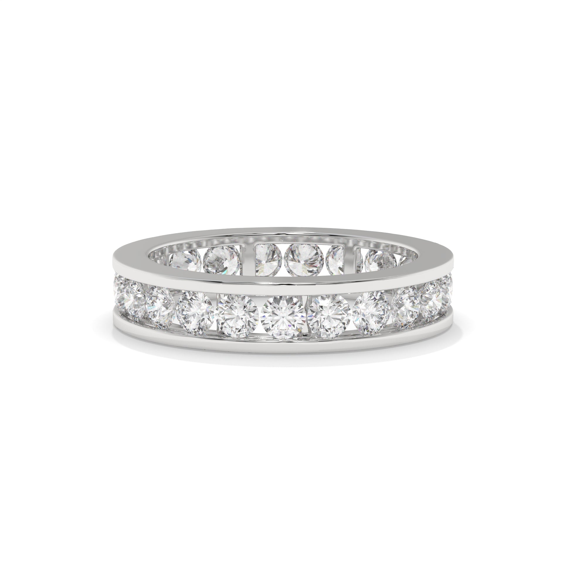 Round Lab Diamond Channel Set Eternity Band